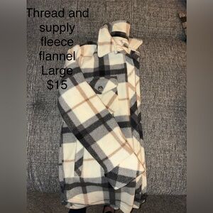 Thread & Supply Plaid Fleece Jacket - Black, White, Tan
